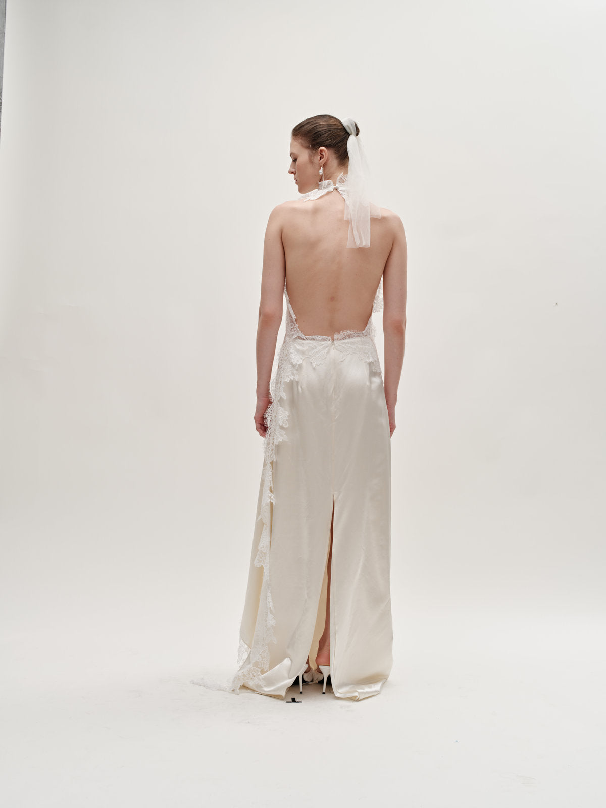 Stacy lace silk wool gown