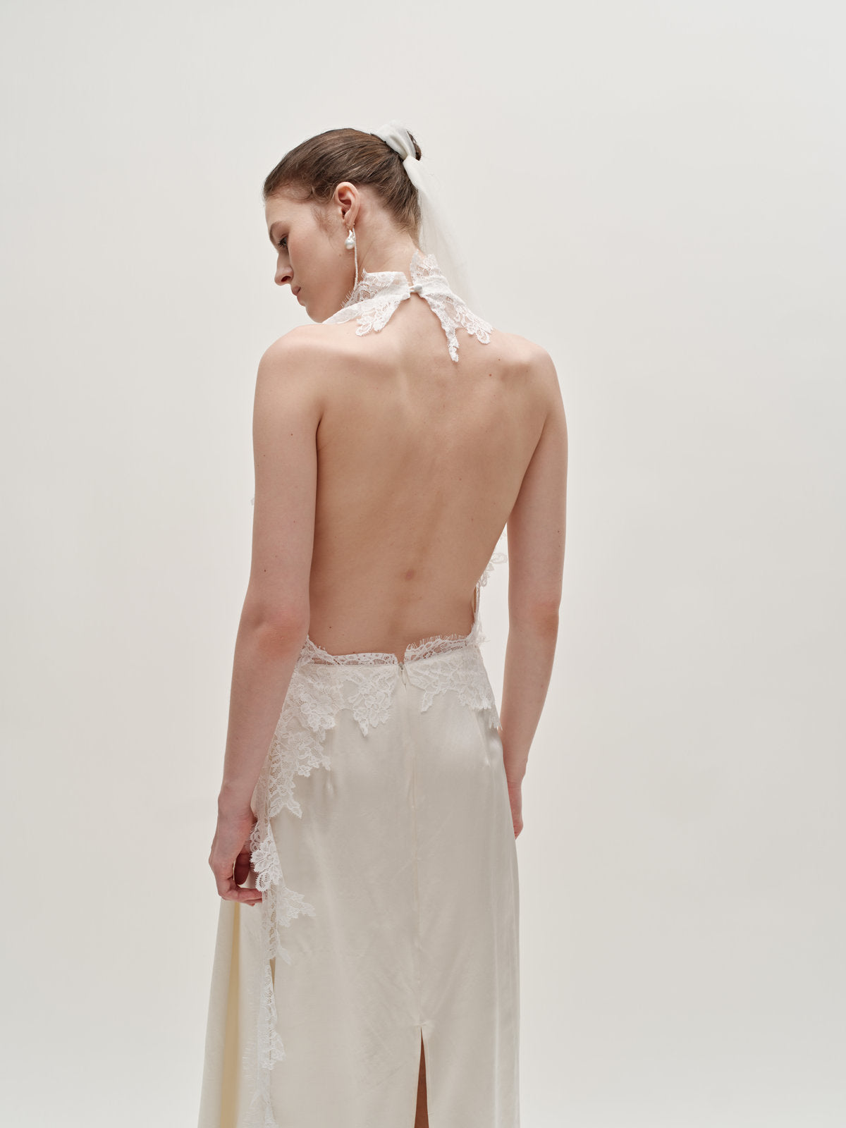 Stacy lace silk wool gown