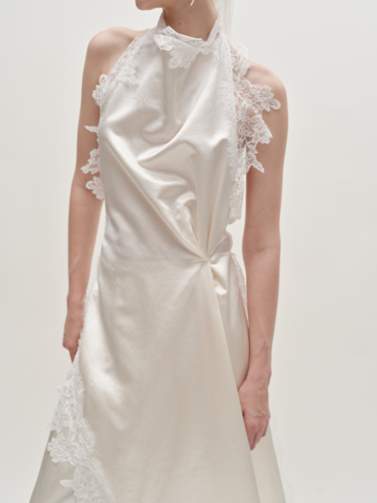 Stacy lace silk wool gown