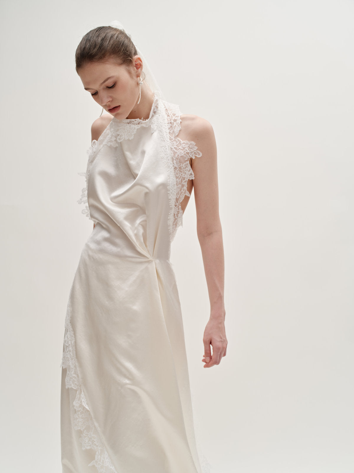 Stacy lace silk wool gown