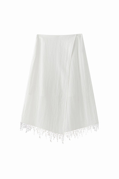 Cerise fringe skirt
