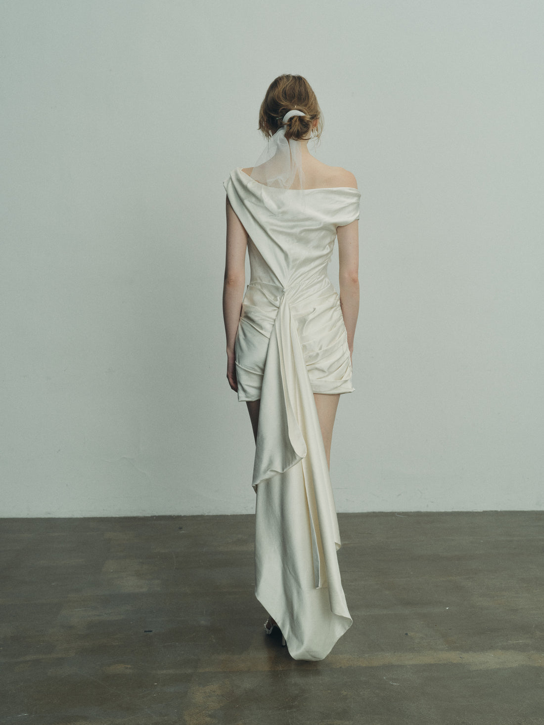 Melanie structured silk and wool gown