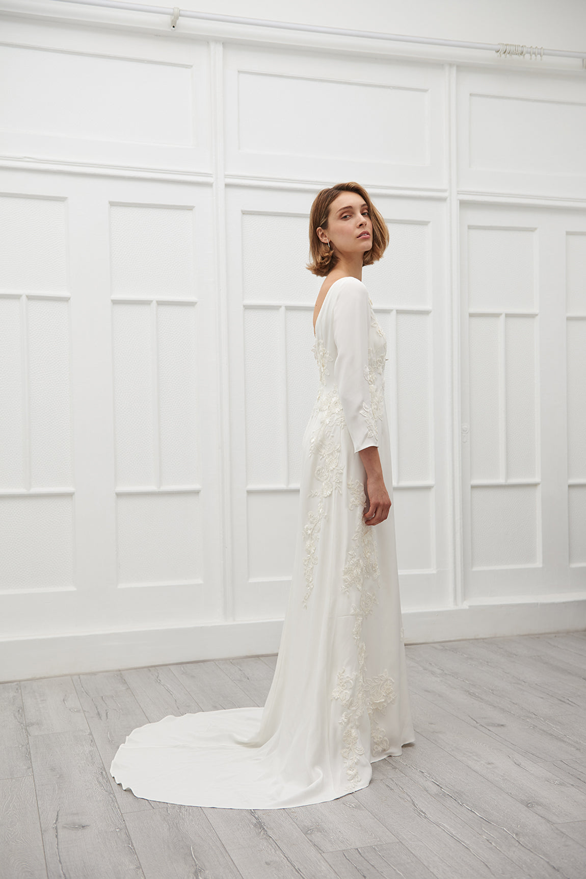 Peggy lace silk gown