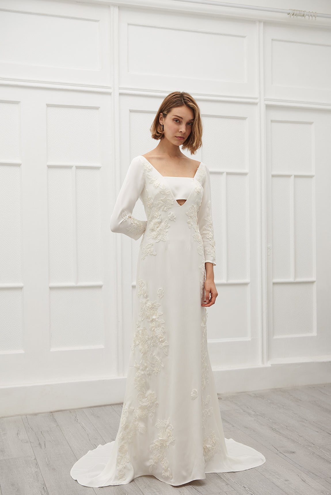 Peggy lace silk gown