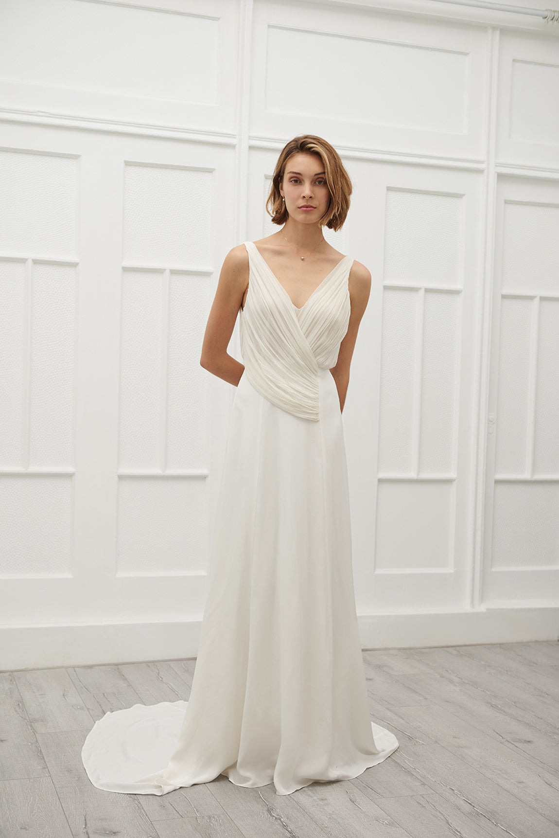 Peggy draped chiffon gown