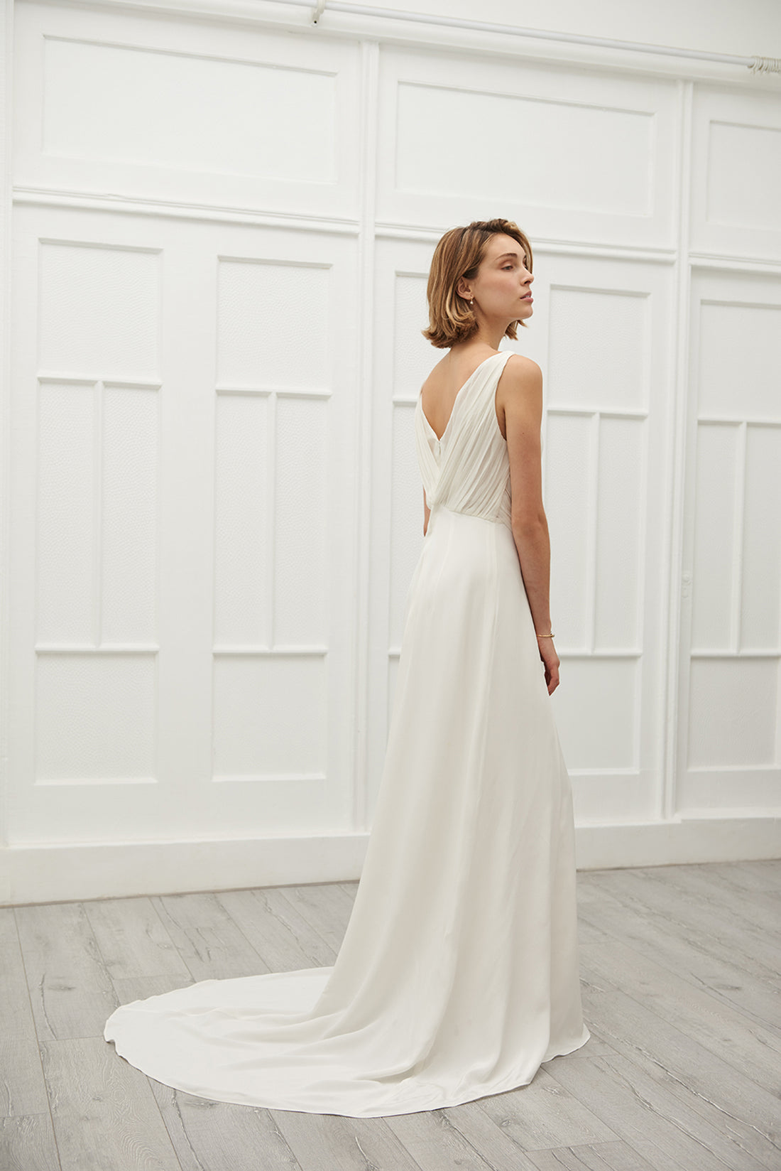 Peggy draped chiffon gown