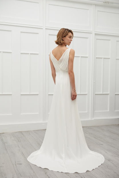 Peggy draped chiffon gown