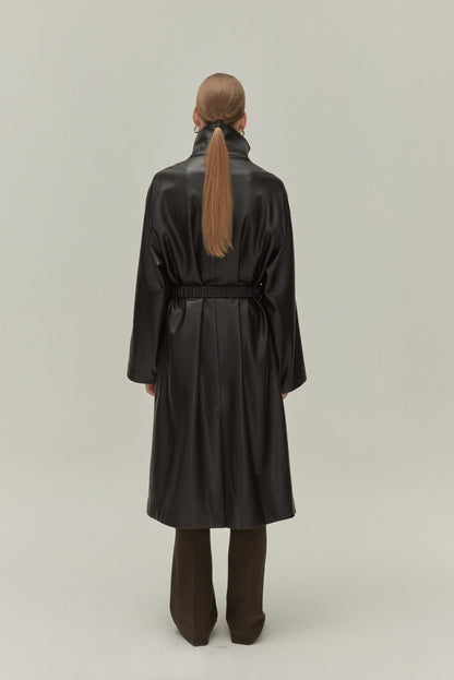 Arya long leather coat