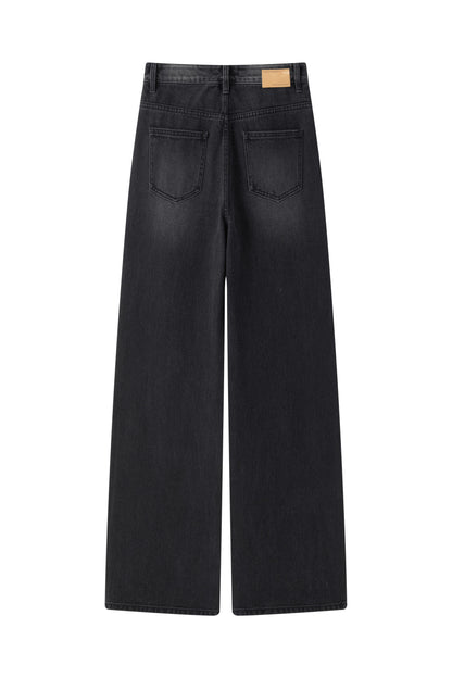 Wide-legged 100% cotton black jeans