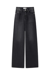 Wide-legged 100% cotton black jeans