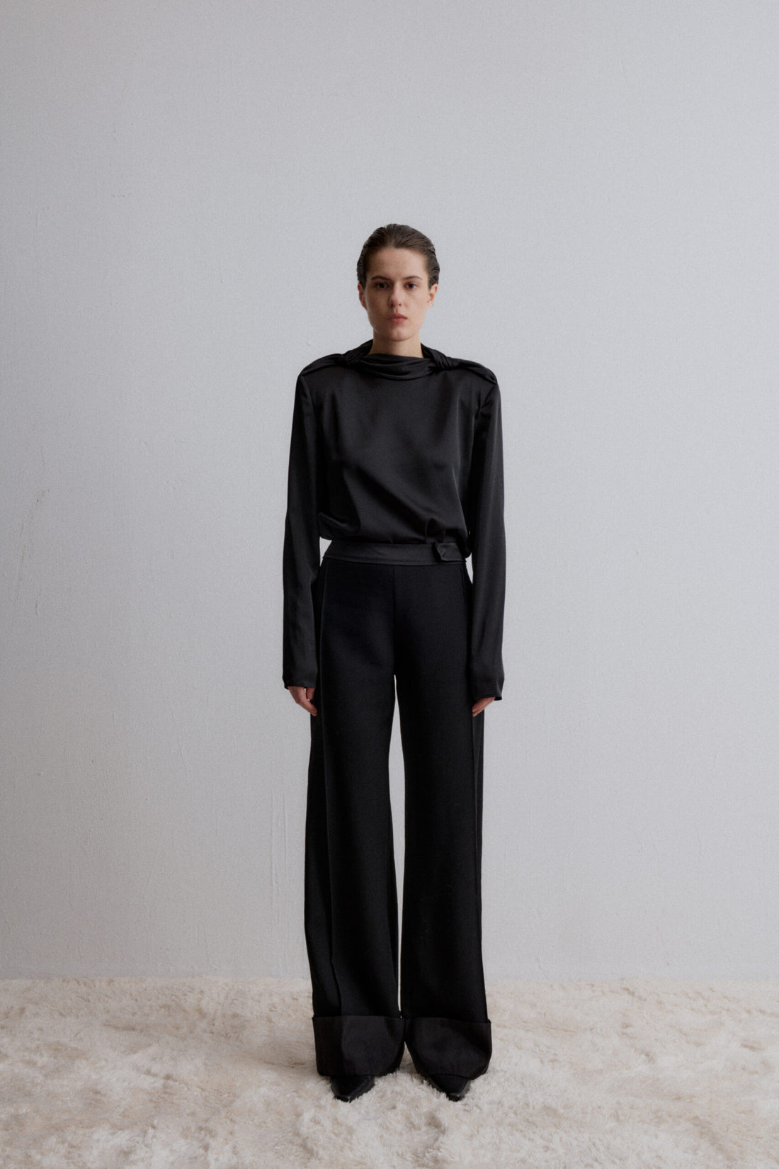 Cosmos wide leg wool trousers