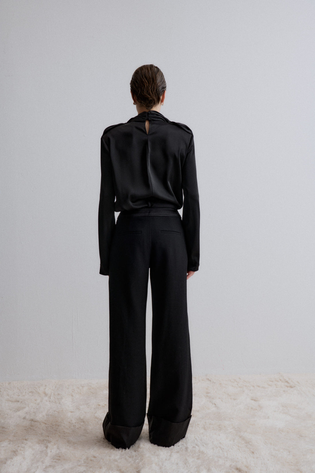 Cosmos wide leg wool trousers