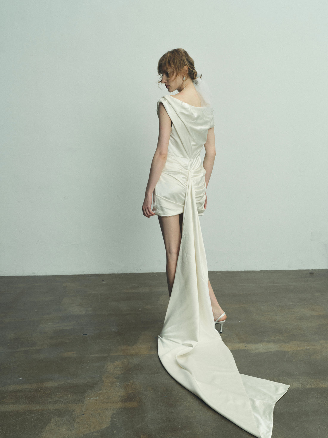 Melanie structured silk and wool gown