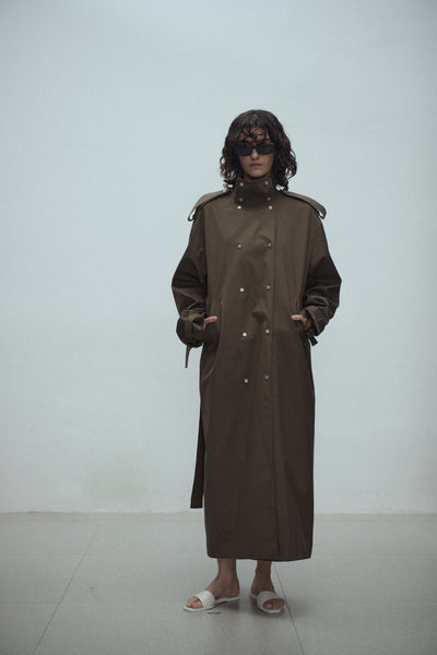 ジャケット・アウター tac:tac LIGHT MELTON PIPING TRENCH COAT tac:tac LIGHT MELTON PIPING TRENCH COAT