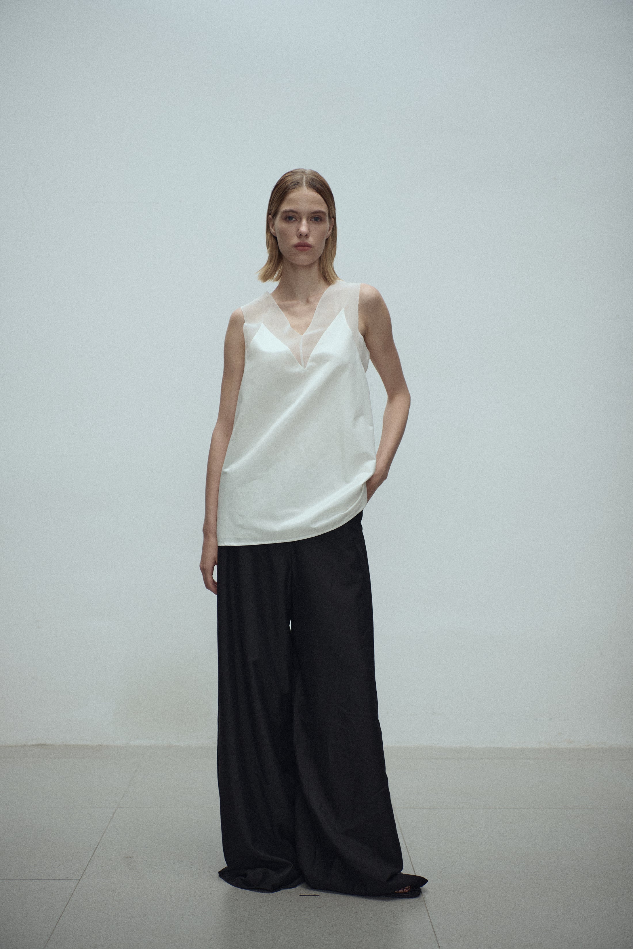 Irene patched silk tank