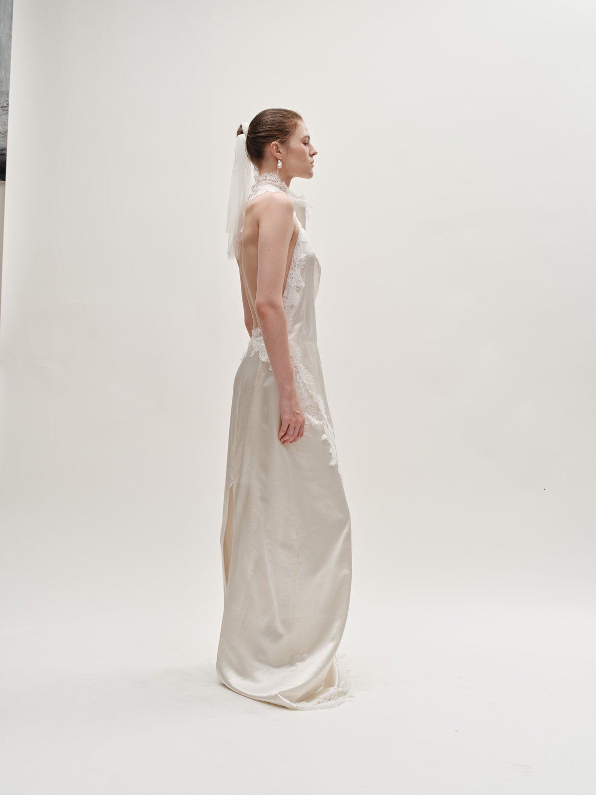 Stacy lace silk wool gown
