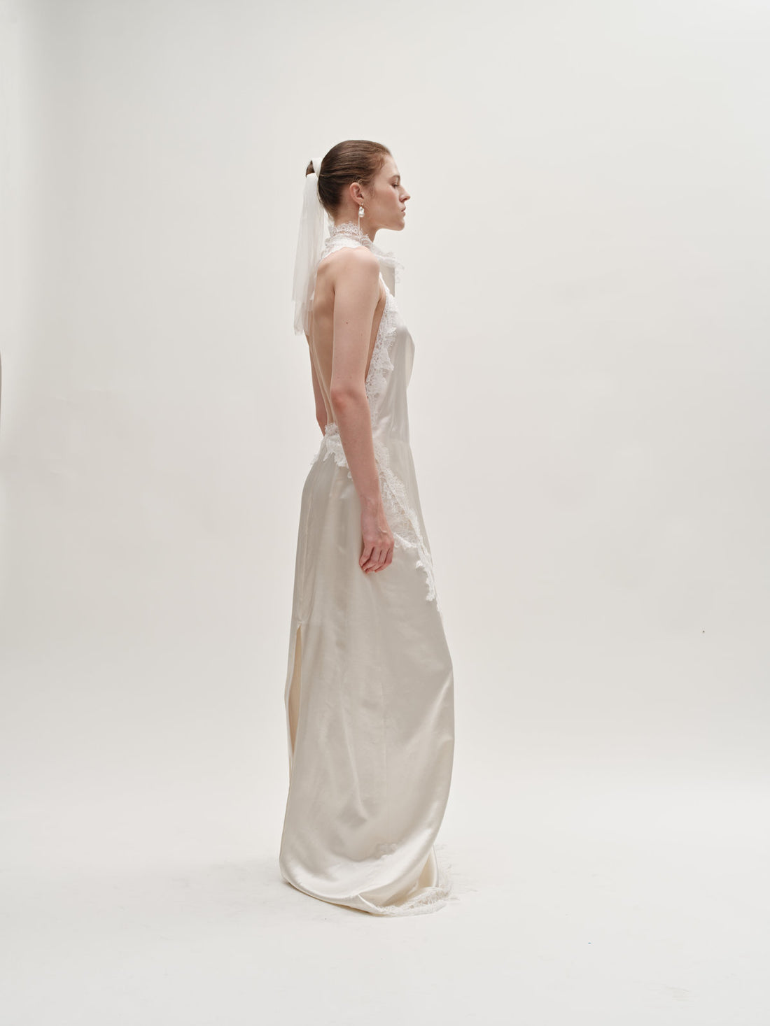 Stacy lace silk wool gown