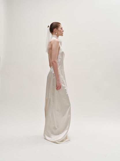Stacy lace silk wool gown