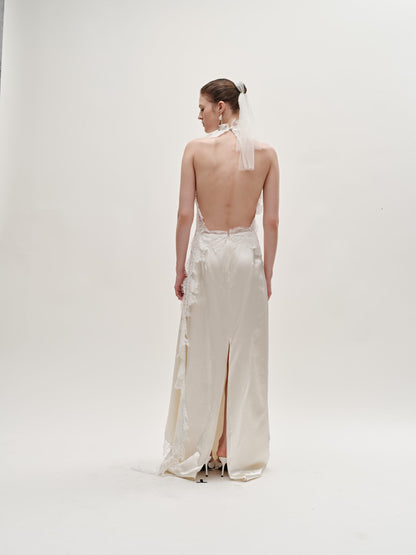 Stacy lace silk wool gown