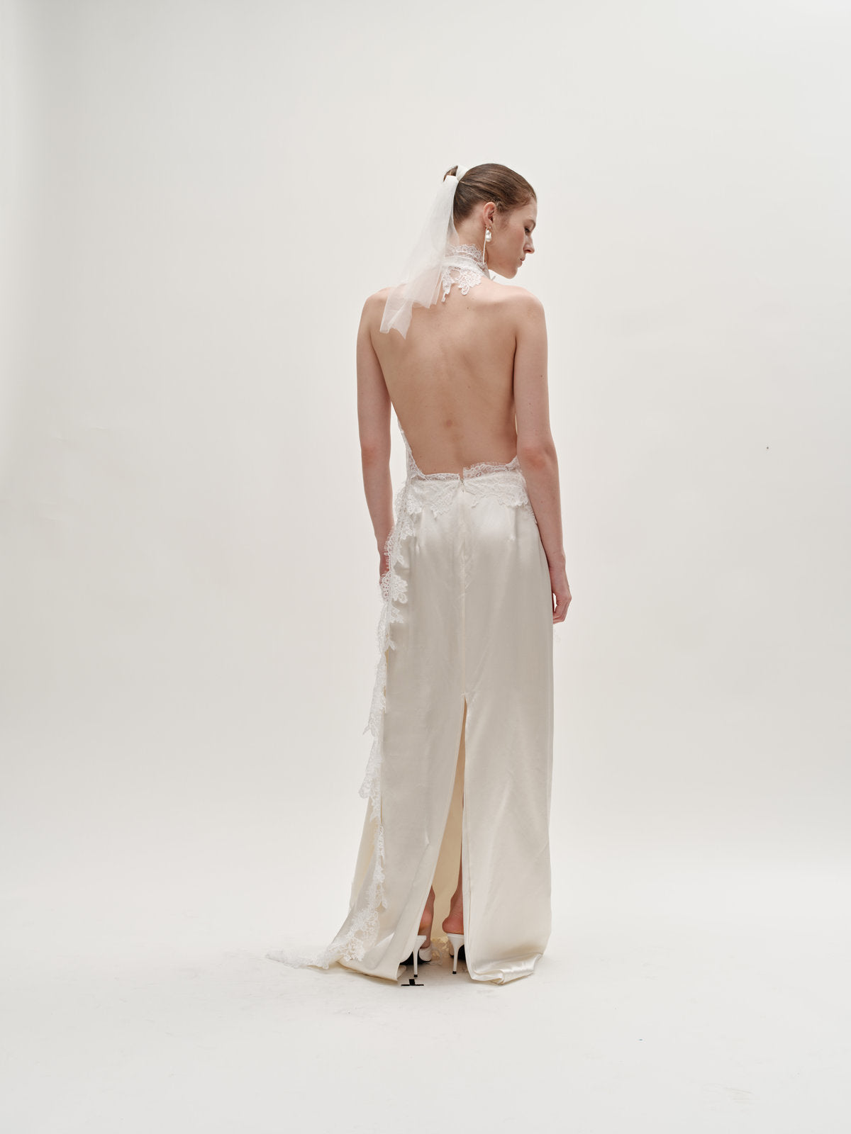 Stacy lace silk wool gown
