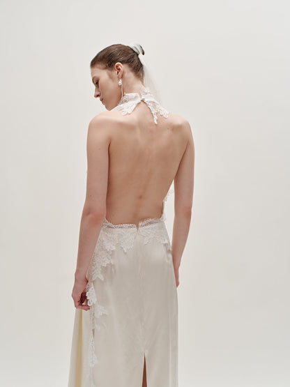 Stacy lace silk wool gown