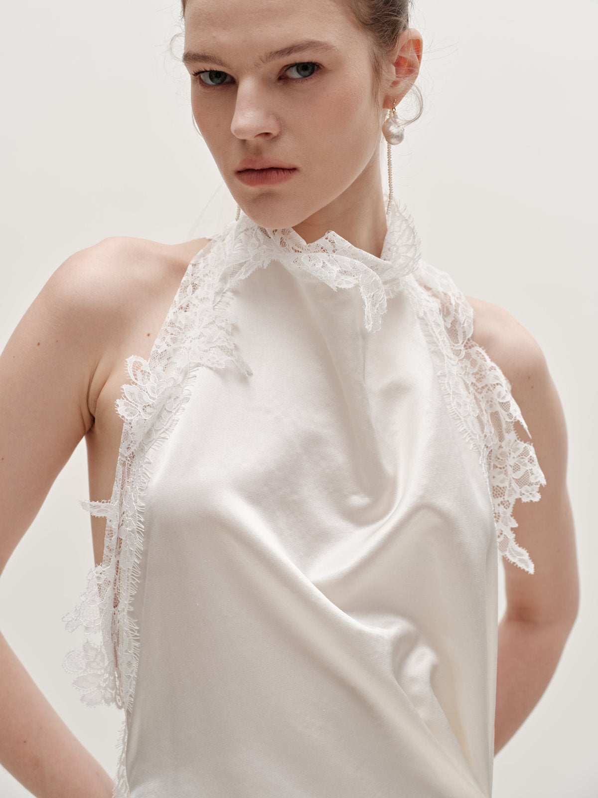 Stacy lace silk wool gown