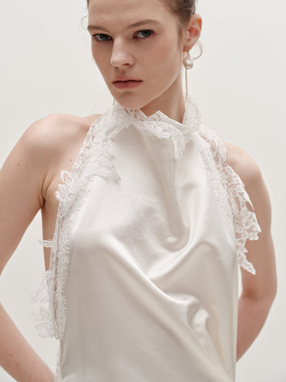 Stacy lace silk wool gown