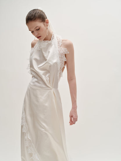 Stacy lace silk wool gown