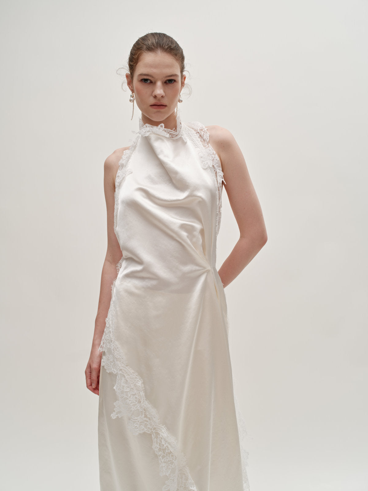 Stacy lace silk wool gown