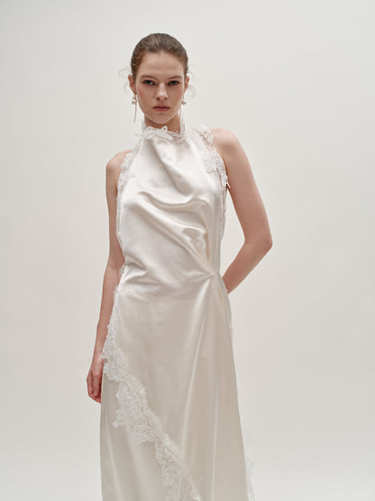 Stacy lace silk wool gown
