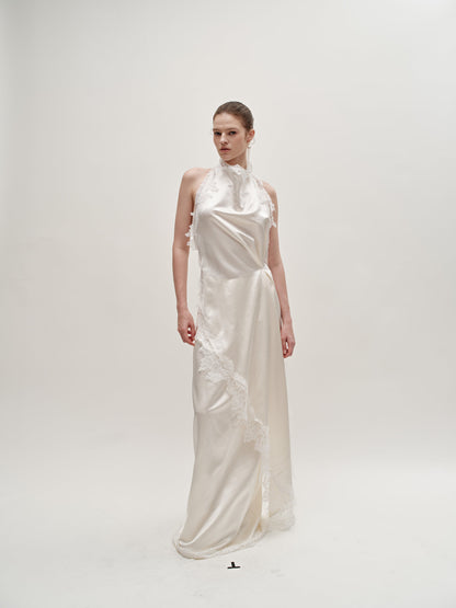 Stacy lace silk wool gown