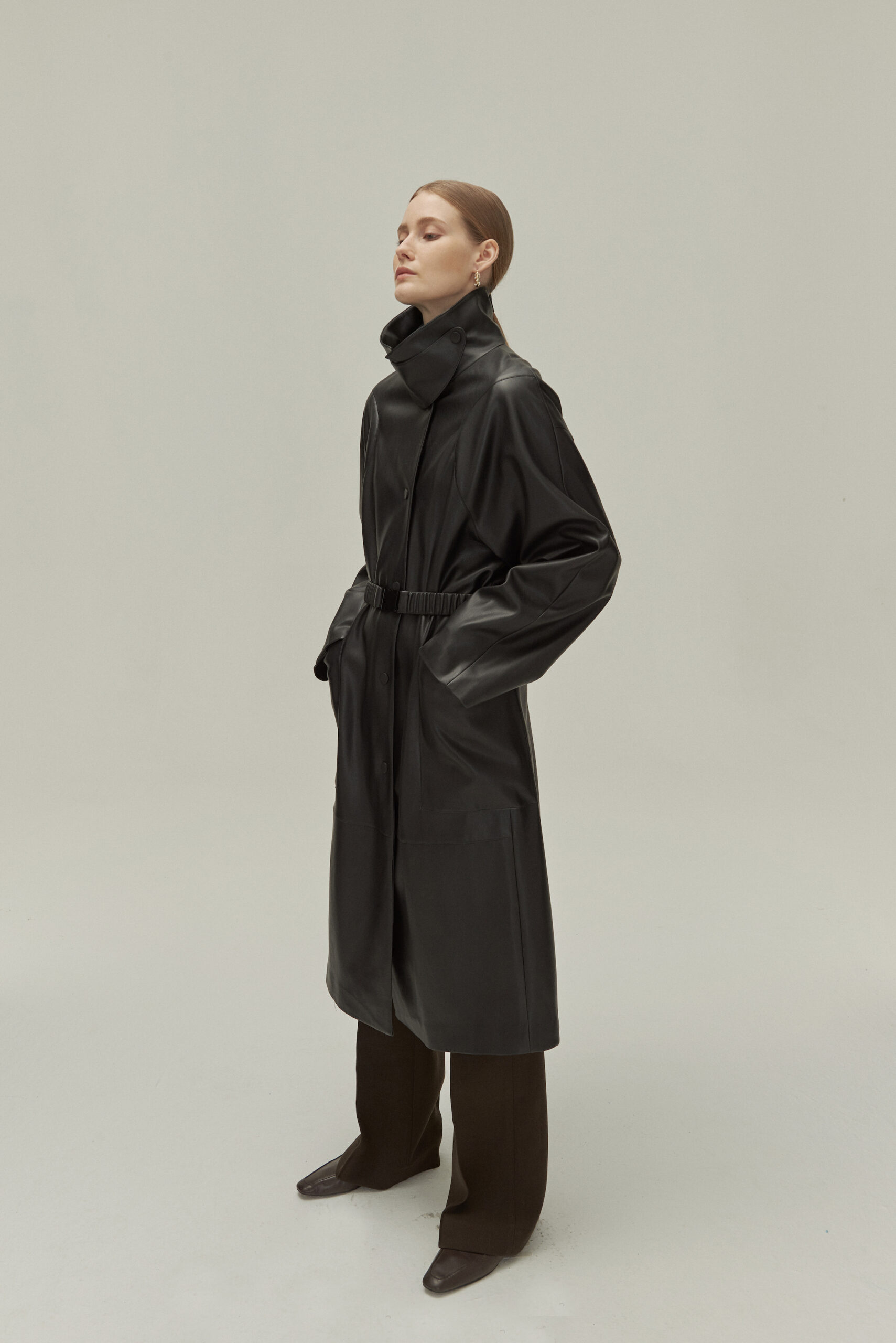 Arya long leather coat - Viktoria Chan