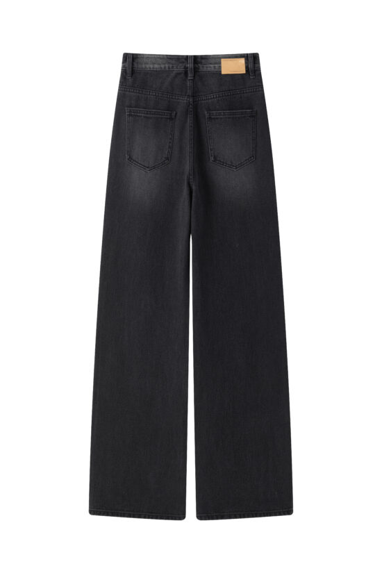 Wide-legged 100% cotton black jeans