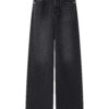 Wide-legged 100% cotton black jeans