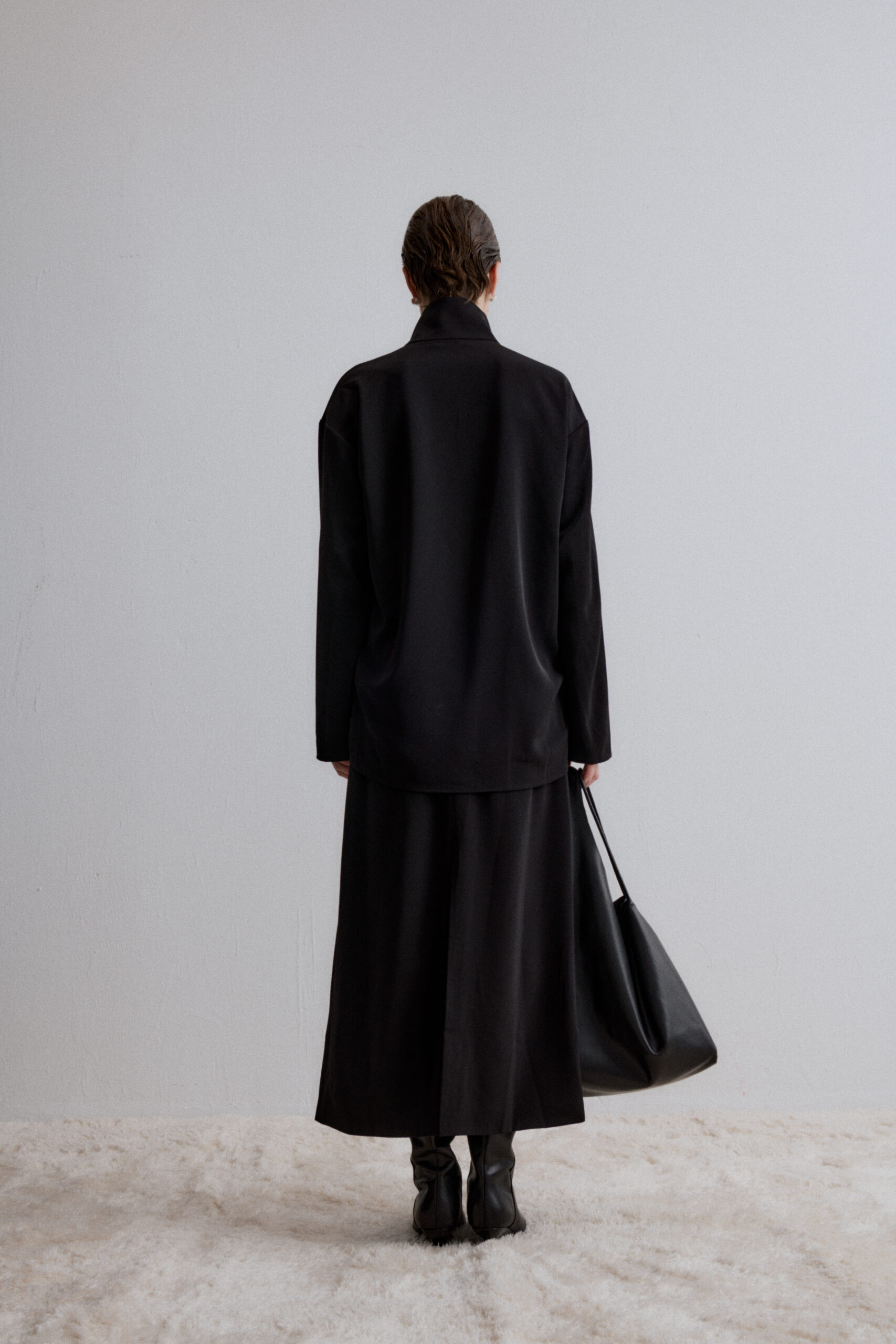 Long black skirt with front and back slits